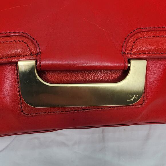 Diane Von Furstenberg Red Leather New Harper Charlotte Shoulder Bag - Picture 6 of 16